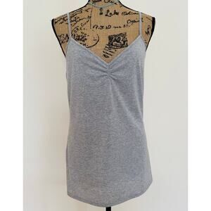 White House Black Market WHBM Silver V Neck Lined Cami Spaghetti Straps Tank Top